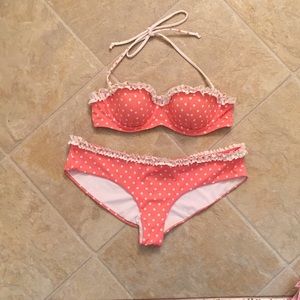 Coral Dot and Ruffle Bikini by Victoria’s Secret